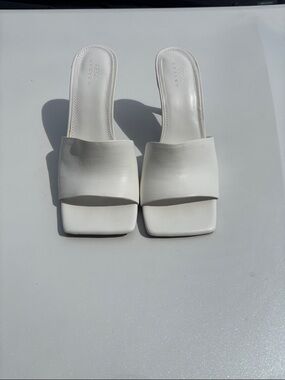 ASOS White Square-Toe Slide Mules